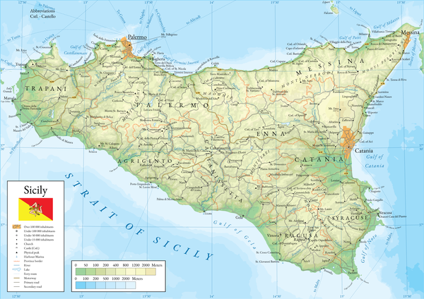 시칠리아 지도. 출처=위키피디아
